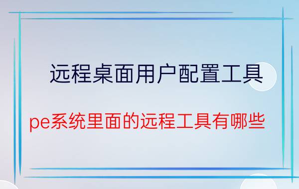 远程桌面用户配置工具 pe系统里面的远程工具有哪些？